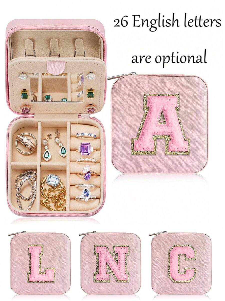 1pc Jewelry Box (A-Z Letters) Jewelry Box, Storage Box, Jewelry Organizer Box, Earring Necklace Storage Rack, Storage Box, Portable Travel Jewelry Box, Suitable For Autumn/Winter Storage, Ring Earring Necklace Storage Box, Display Stand - Suitable Gift Box For Girls And Ladies, Halloween Gift Box, Christmas Gift Box.