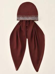 1 Stück Damen Einfarbiger Kopftuch mit vielen Strass, modischer atmungsaktiver Kopfschal, Lässig & Elegant Kopftuch geeignet für den täglichen Gebrauch & vielseitig