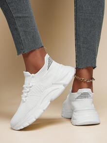 Women's White Comfortable Sneakers For City Walks - Breathable Design & All-Day Support - 白色 - 查看 4