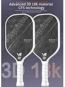 VISPINVO 3D 18K Three-Dimensional Carbon Fiber Pickleball-Paddle, USAPA High Rotational Power, 16MM, Thermoformed, PP Honeycomb Core, Powerful And Excellent Texture And Rotational Control, As Well As Balanced -CFS Pickleball Racket, Extended Anti-Slip Comfortable Grip, Perfect Pickleball Racket Gift, Suitable For Family And Friends, It Includes A Pickleball Bag And 2 Sweat-Absorbing Bands