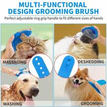 1 pieza Cepillo de baño y champú de verano para mascotas, cepillo de goma de silicona para masaje con compartimento para champú para herramientas de aseo de perros y gatos; Accesorios para perros y gatos; Playa; Sol; Viaje; Fresco;