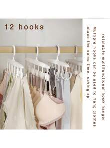 1 Rotating Wardrobe Hat Rack, 360 Degree Rotating Hook Rack With 12 Hooks, Bra Strap Saves Space, Wavy Drying Rack, Multifunctional Home/Dormitory Clothes Rack, Suitable As A Gift For Relatives, Family, Friends, Teachers, Classmates, Travel, Outdoor Activities, Camping, Gatherings, Beach Vacations, Decoration, Organizer Dresses, Pants, Shoes, Jeans,