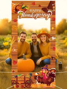 1pc Thanksgiving Day Theme Party Photo Background Cloth, Thanksgiving Turkey Pumpkin Pattern Wood Grain Background Decoration Fabric, Happy Thanksgiving Day Photo Props, Thanksgiving Day Theme Party Hanging Banner, Thanksgiving Party Backdrop Cloth Decoration, Fall Party Hanging Decoration, Hanging Decor, Thanksgiving Gifts - Thanksgiving Turkey - View 4