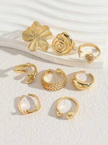 8 Pieces/Set Vintage Smooth Vegan Ring Fashion Ring Bohemian Starfish Personalized Ring