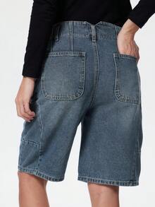 Womens Jorts Denim Shorts Y2k Vintage Baggy Mid Rise Bermuda Jeans Summer Knee Length Jort Short Pants - 藍色 - 查看 3