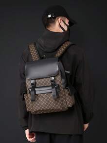 Fashionable Men's Large Capacity Backpack, Business Convenient Casual Laptop Bag, Stylish Travel Rucksack 2000s Style - Multicolor - View 11