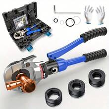 Hydraulic Crimping Tool, 360° Rotate Copper Press Tool With 1/2", 3/4" And 1", Plumbing Crimping Tool With One-Click Open, Press Tool For Copper Pipe, Narrow Space And Tee Fitting, Hydraulically Driven - Màu xanh lam - Xem 1