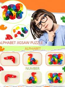 1 Pc Alphabet Puzzle, Building Animal Wooden Puzzle, Children's Puzzle Toy Wooden Puzzle Toy 26 English Alphanumeric Enlightenment Cognition, Wooden Snake Alphanumeric Block Toy For Children's Birthday Gifts - Multicolor - View 7