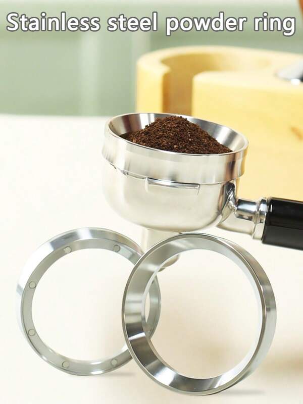 8pcs Stainless Steel Anti-Spray Ring With Magnetic Catching Points, Fits Coffee Machine Handle 51/53/58mm