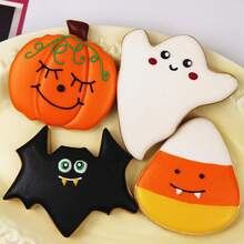 3/5/7pcs Halloween Series Cookie Cutter Set, Pumpkin, Bat, Ghost, Skull, Candy Corn, Cat, Witch Hat Shaped Stainless Steel Biscuit Cutter Kitchen Accessories, Suitable For Halloween Party Celebration, Creative DIY Halloween Baking Cake Decorations, Fit For Halloween, Thanksgiving, Christmas