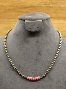 1 pieza Collar colgante de estilo bohemio para mujer, compuesto de múltiples cuentas redondas de turquesa, collar de cadena de estilo occidental para damas, collar multicolor, adecuado para uso diario de la mujer, vacaciones o como regalo para amigos - N-123 - Ver 5