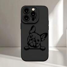 Funda de teléfono mate con diseño de perro luchador francés, impreso con tinta UV, que ofrece protección completa de 360 grados para varios modelos de , incluyendo 17, 16, 11, 12, 13, 14, 15 Pro Max,  Plus, SE y Mini. También está disponible una versión con patrón de planta en maceta con las mismas especificaciones. - Negro - Ver 10