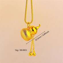 1 pièce Collier vintage à la mode de style chinois avec pendentif en céramique émaillée en forme de calebasse creuse