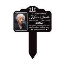 1pc Personalized Photo Memorial Plaque Acrylic Commemorative Plaque Customizable Text And Date Outdoor Lawn Weather-Resistant Cemetery Decor - Multicolor - View 4