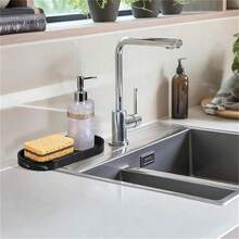 2pcs Vanity Tray Set, Decorative Tray, Black Silicone Storage Tray Suitable For Sink, Bathtub, Kitchen Sink And Bathroom, Makeup Room Decor,Makeup Bag,Travel Essential - Black - View 4