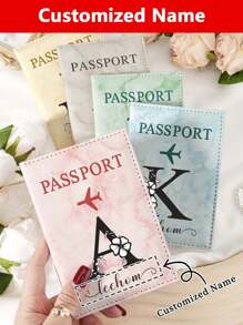 1pc Custom Signature Wallet,Personalized Signature Design Wallet,Custom Signature Wallet,Personalized Wallet With Signature,Custom Signature Wallet,1 Solid Color Travel Passport Clip PU Leather Passport Cover With Embossed Letters, Business Travel Document Organizer, Essential Travel Handbag