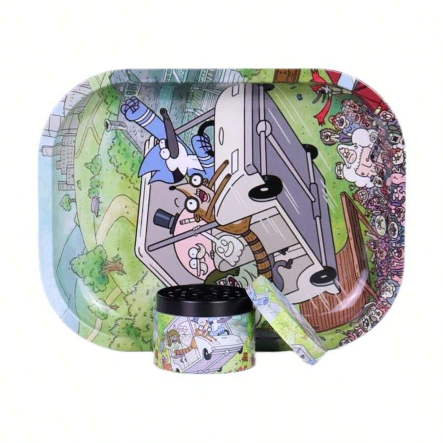 2pcs Tobacco Starter Kit, Zinc Alloy Grinder And Metal Cigarette Rolling Tray, Rolling Tray, Metal Shredder, Birthday Gifts And Holiday Gifts. - 2inch組合裝 - 查看 1
