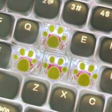 1 pièce Keycap en résine ABS multicolore et translucide en forme de patte de chat pour claviers mécaniques