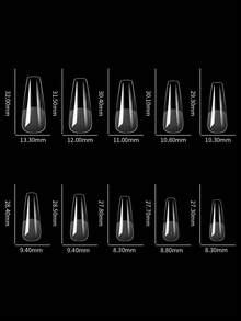 100pcs Acrylic Nails Fake Capsule Short Almond Coffin Square Artificial Nail Extension Soft Gel Tips Accessories Tools - Clear - View 10