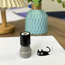 1pc Little Cat Stamp, Cartoon Fun And Cute Cat Animal Mark, Teacher's Check-In Reward Stamp, Teacher's Encouragement Black Cat Stamp Animal Stamp For Children