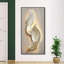 1 peça de pintura em tela moderna com penas abstratas, pôsteres com estampas abstratas de penas, decoração elegante para casa, adequada para sala de estar, quarto, hall de entrada, escritório. Artes de parede em estilo moderno, sem moldura.