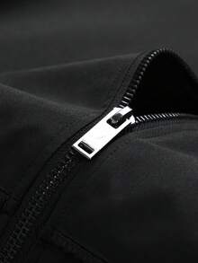 Jaqueta corta-vento masculina leve e casual com zíper, agasalho grosso para golfe, ideal para primavera e outono, com bolsos, adequada para caminhadas. - Preto - Ver 6