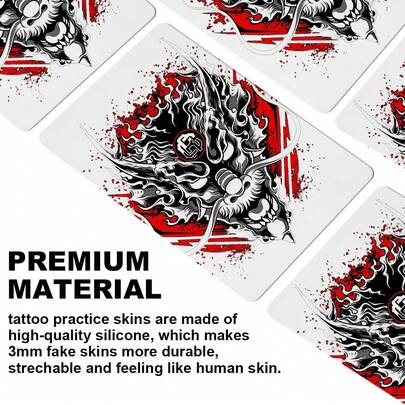 1/3/5/10/20片纹身练习皮，空白纹身皮 - 26厘米（10.24英寸）x 14厘米（5.51英寸），模拟皮肤纹理，高度还原皮肤纹理，颜色均匀，图案清晰，不晕染，双面可用，图案互不干扰，可用于练习线条着色和设计纹身，初学者必备！