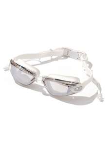 Bộ kính bơi mạ dành cho người lớn, chống sương mù, chống thấm nước, tròng kính HD - chống rò rỉ, chống tia UV, thích hợp cho luyện tập, hồ bơi, bãi biển, có nút tai bảo vệ tai, đồ dùng cần thiết cho bãi biển, phụ kiện bãi biển, phao bơi - trắng - Xem 9