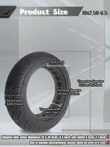GLDYTIMES 10 英寸滑板车轮胎，10x2.5 60/70-6.5 实心橡胶轮胎适用于 Ninebot Max G30P G30LP G2/Gotrax G4 G5 G6 GMAX Ultra/Hiboy Max 3 滑板车，防爆实心孔轮胎 - 黑色 - 查看 2
