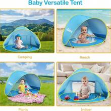Children's Portable Beach Tent With Quick Opening Sun Umbrella And Water Play Tent For Convenient And Fast Storage