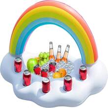 Aufblasbarer Pool-Bar - Regenbogen-Wolken Getränkehalter für Luau, Hawaii, tropische Geburtstags- und Oster-Party Dekorationen, Geschenke, Zubehör, Outdoor-Nutzung, Strandutensilien, Poolschwimmer