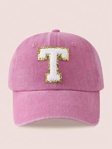 1 chiếc mũ bóng chày in 26 chữ màu hồng cho trẻ em, thích hợp cho bé trai/bé gái mặc ngoài trời hàng ngày để bảo vệ khỏi ánh nắng mặt trời - Nhãn Vàng-Màu Hồng - Xem 53