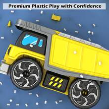 Construction Vehicles Track Set With Excavator, Dump Truck, Cement Truck, Wheel Loader & Rotating Crane, Car Carrier For Storage, STEM Building Toy For Kids Ages 3-12 (ASTM Certified) - Yellow - View 8