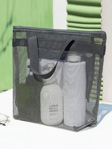 网状化妆品收纳袋、沙滩手提袋、便携式储物袋、旅行洗漱包、多功能大容量购物袋 - 彩色 - 查看 2