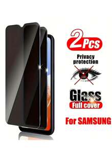 2 pièces Protection d'écran de confidentialité compatible avec Samsung Galaxy A05s A06 A13 A14 A15 A16 A23 A25 A26 A34 A35 A36 A51 A52s A53 A54 A55 A56, dureté 9H, couverture complète, anti-espion, installation facile, protection anti-bris