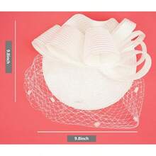 Derby Fascinators Women High Tea Party Hat Wedding Cocktail Flower Headware With Mesh And Feathers - Z-f0271-white - View 6