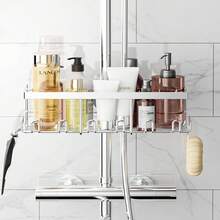 Shower Shelf Without Drilling, Stainless Steel Shower Shelf For 18 Mm-25 Mm Shower Rod, Shampoo Holder For Shower Bathroom Organizer (Silver) - Bạc - Xem 2