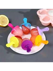 7 色冰淇淋模具 - 婴儿 DIY 水果奶昔制作器，配有易拉手柄和滴水盘，颜色鲜艳，适合自制冰棒、冰淇淋、冰沙 - 夏季厨房配件、冰淇淋配件 - 多色-冰淇凌冰模 - 查看 6