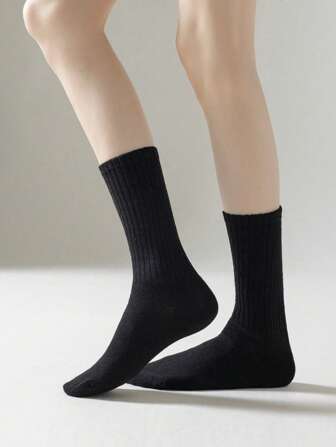 6 Pairs Women's Solid Color Slouch Socks, Simple & Fashionable For Everyday Wear
