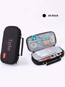 Personalized Pencil Case, Embroidered Text, Large Capacity Pencil Bag With 3 Compartments, Back To School Gift