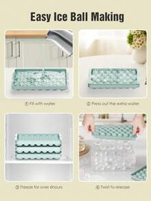 1pc 33 Cavity Blue Ice Ball Maker Mold With Lid, Fridge Ice Cube Tray For Cocktail Drink Freezing Balls - Multicolor - View 8