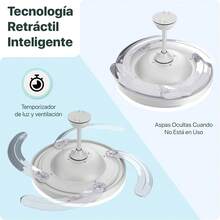 Retractable Fan With 30W DC Motor, 36W Light, Silent DC130 Motor, 6 Speeds, White, Remote Control, 3 Color Temperatures OstarkDom-LEDUNI - 66W-white - View 2