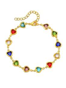 1 Peça Pulseira Colorida com Formato de Coração, Adequada para Uso Diário e Feriados de Mulheres, Cor do Coração Aleatória