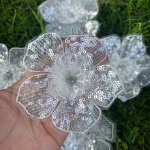 10 件，DIY 立体钉珠小花亮片花立体钉珠小花片鞋帽连衣裙服装配饰贴花，刺绣贴花熨烫热补丁用于夹克，缝制补丁用于服装背包牛仔裤 T 恤