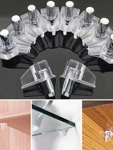 100 Pzs Soporte Sostén Para Entrepaño Con Perno Transparente Piezas De Soportes Para Separadores De Armario Estanterías Estanterías Clavijas Para Estantes Pasadores Transparentes Soportes De Clavijas Soportes De Acero Inoxidable - Blanco - Ver 7