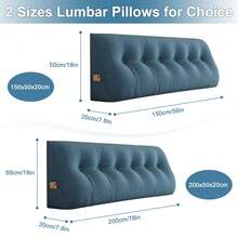 Headboard Wedge Cushion, Reading Cushion, Back Support Cushion, Upholstered Bed Cushion, Reversible Cushion, Large Back Support Cushion, Triangular Wedge-Shaped Support Cushion, Bed Side Cushion, Tatami Wedge Cushion, Lumbar Cushion For Bed And Sofa - 海藍色 - 查看 6