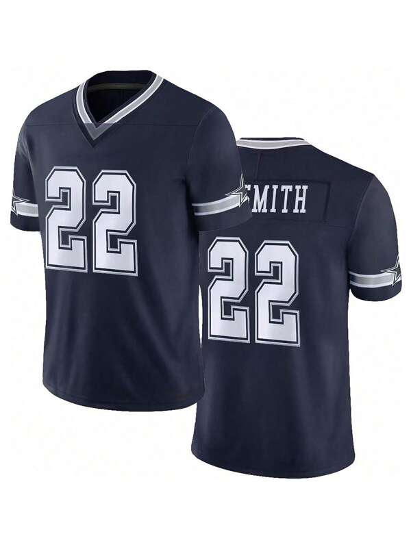Men's Football Jersey 22 Blue Embroidered Sports T-Shirt Casual Training Competition Short Sleeved Top