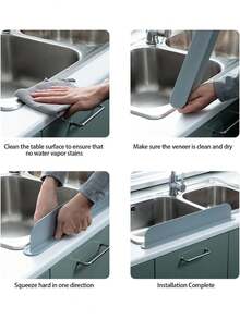 1pc Multicolor Silicone Sink Splash Guard With Suction Cups - Waterproof, Durable Barrier For Kitchen And Lab Use - Easy To Install, Protects Countertops From Water Splashes, Kitchen Sink Splash Guard