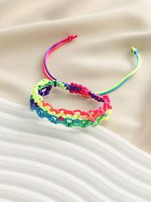 1 Stück buntes quadratisches Armband, handgewebtes Armband im bohemien Stil, modisches, elegantes und vielseitiges Paararmbband, geeignet für Strandurlaub und den täglichen Lässig Tragejeans, verstellbar
