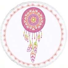 Round Beach Towel 150x150 Cm – Boho Style, 70% Cotton 30% Polyester, Quick-Dry, Multi-Purpose | Made In Turkey - Black - View 2
